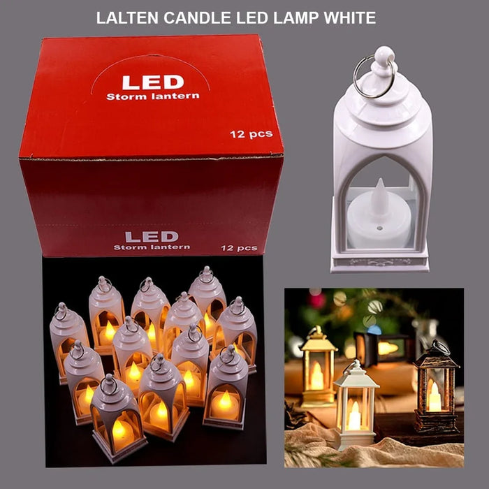 (Buy 1 Get 1 Free ) Lalten Candle Led Lamp White | Contain 1 Unit Lantern with free batteries