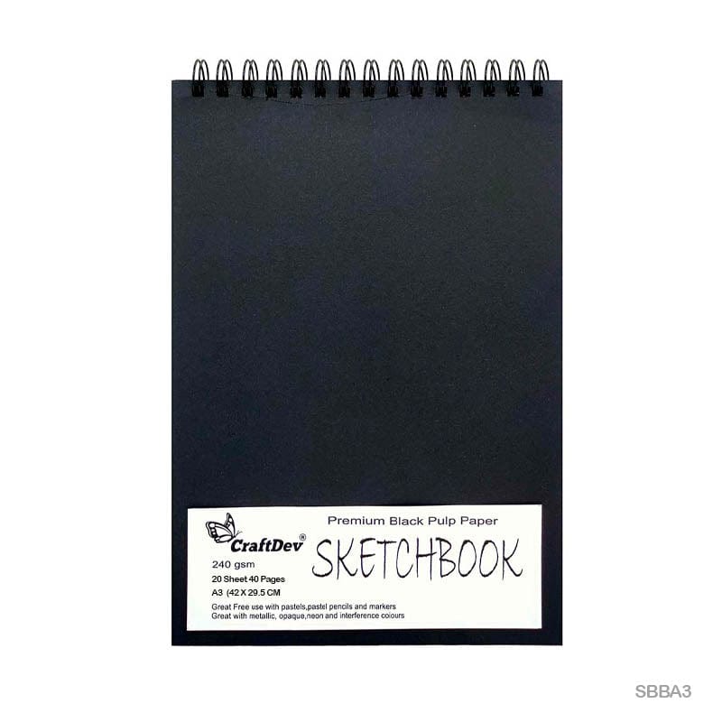 MG Traders Sketching Material Sketch Book Sbba3 Black A3 Craftdev 20 Sheet