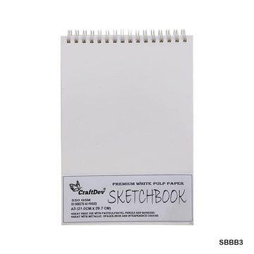 MG Traders Sketching Material Sketch Book Sbbb3 White A3 Craftdev 20 Sheet