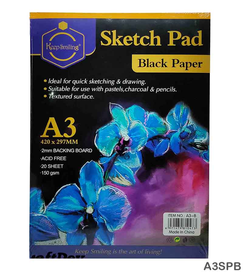 MG Traders Sketching Material Sketch Pad A3 Black 200Gsm (A3Spb)