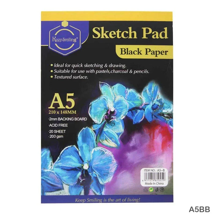 A5 Black Sketch Pad - 200gsm Heavyweight Paper