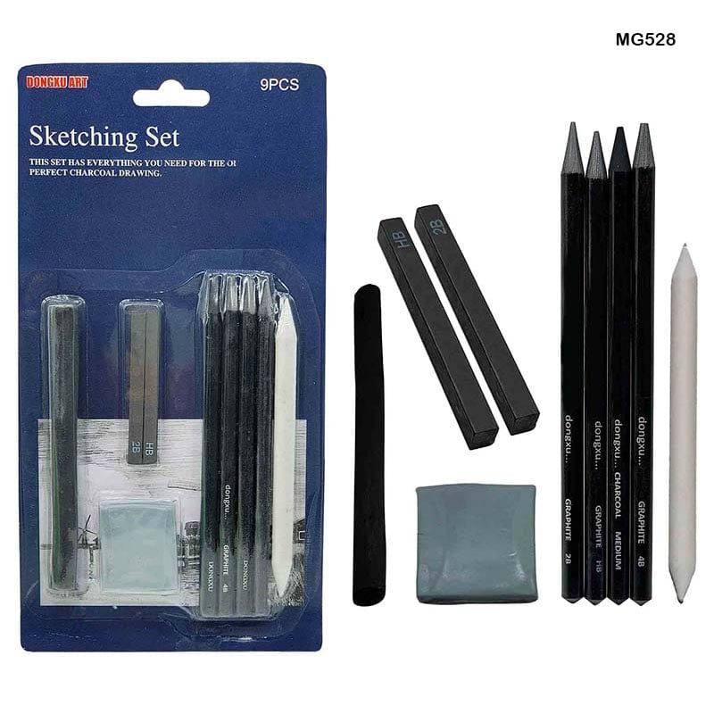 MG Traders Drawing Materials Sketching Set 9Pcs Mg528