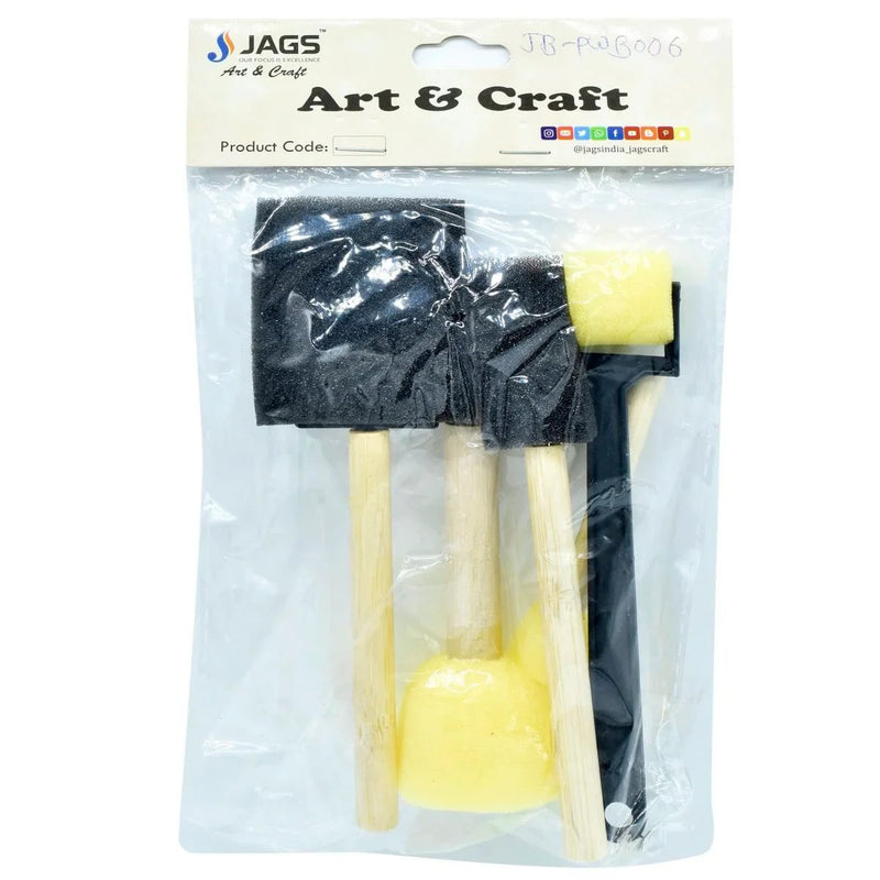 jags-mumbai Sponge Brush Items Sponge Brush Set 5pcs Shapes JB-PWB006