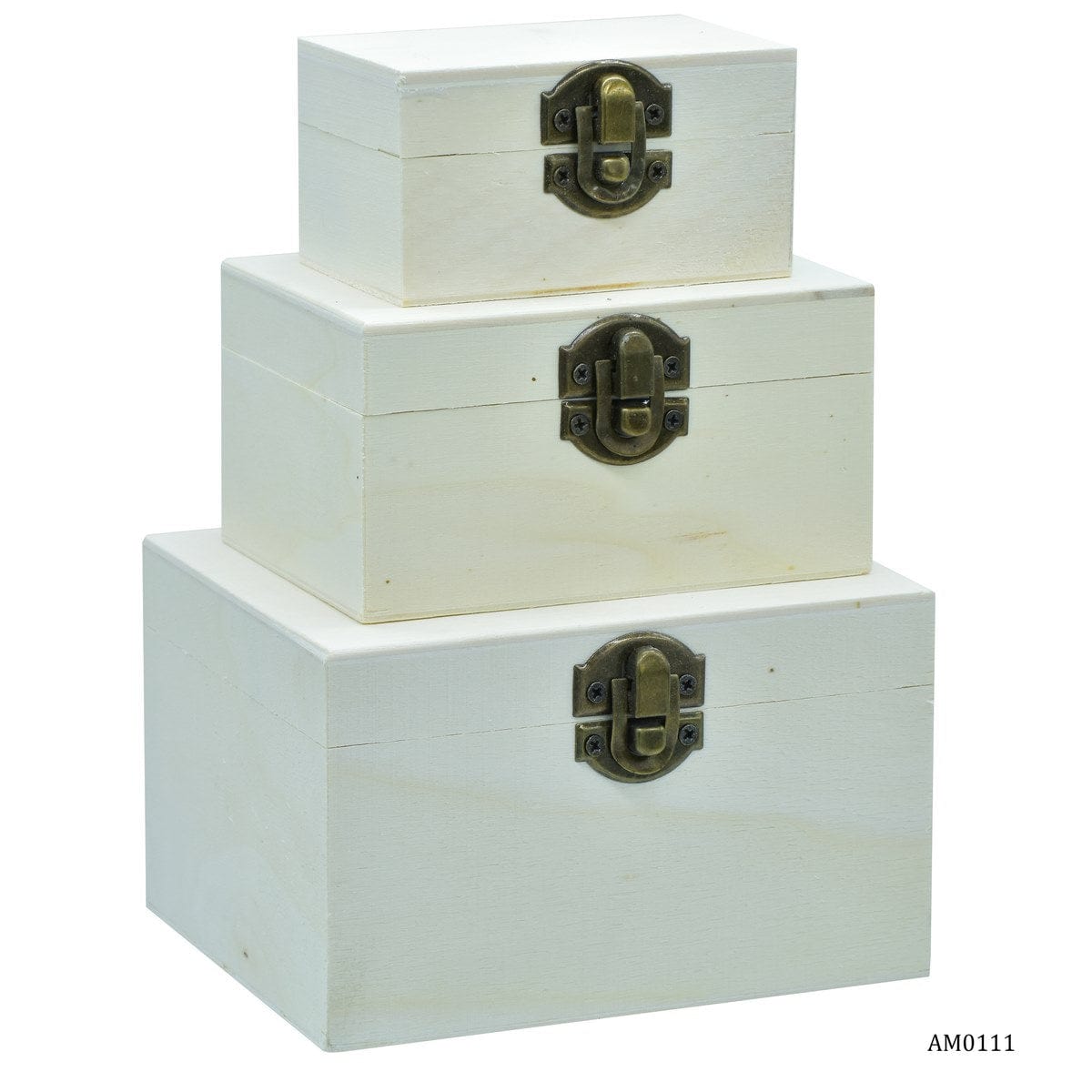 jags-mumbai Wooden Box Square Wooden Empty Box Set Of 3 (Small)