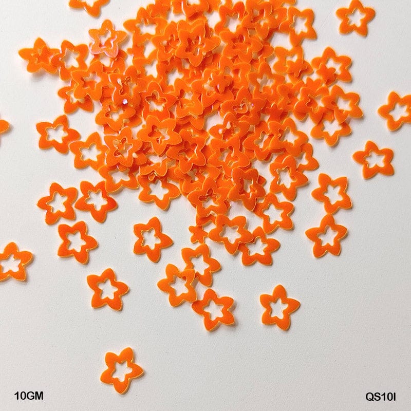 MG Traders 1 Sequin Qs10I Star Flower 7Mm D Orange 10Gm Sequins