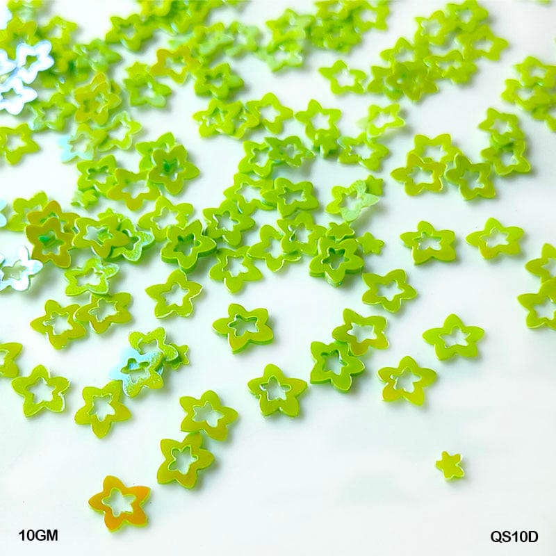 MG Traders 1 Sequin Qs10D Star Flower 7Mm Green 10Gm Sequins