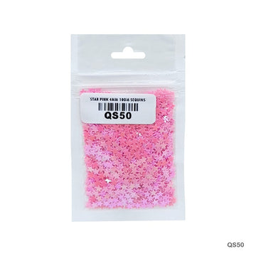 MG Traders 1 Sequin Qs50 Star Pink 3Mm 10Gm Sequins