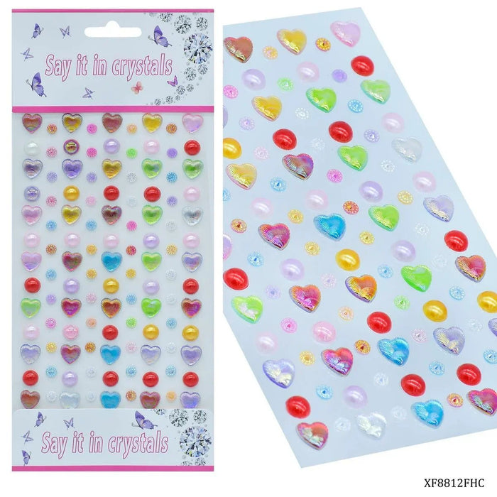 Sticker Crystal Heart Multi Colour