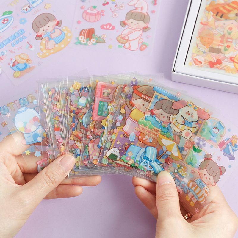 Sun international 5 Sheets MAGIC All surface Sticking kawaii stickers (works for resin too)