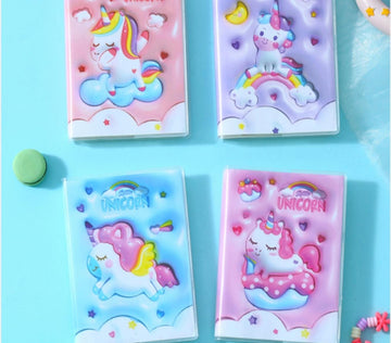 Premium Pastel 3D Unicorn Ruled Diary  | 100 Pages | A7