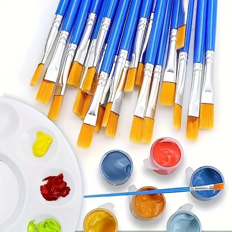 Sun international Easel & Art Tools-brushes Flat Brush Set of 12 - Perfect Precision for Your Artistic Creations