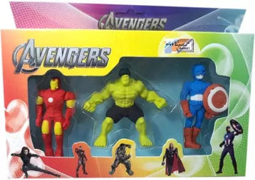 Sun international Erasers & Sharpeners Avenger Superhero Character Eraser [Pack of 3] Non-Toxic Eraser  (Set of 3, Green, Blue, Red)