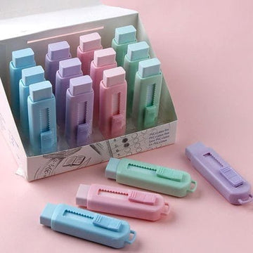 Sun international Erasers & Sharpeners Kawaii Cat Pastel Color Dual Shade with Sliding Sleeves and Lock & Unlock Function ( pack of 1 )
