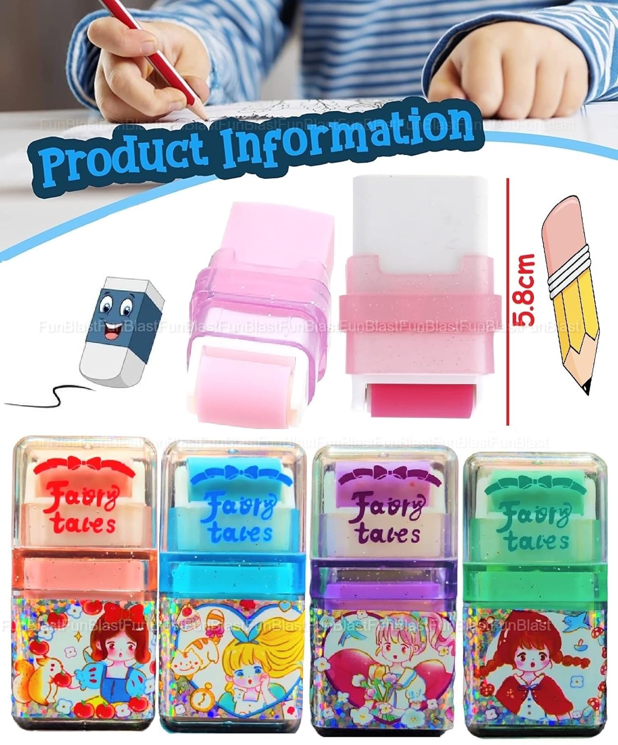 6 Pcs Erasers For Kids, Eraser With Cover And Roller, School Supplies,  Erasers, Kids Erasers, Pencil Eraser, Cute Erasers, Kids School Supplies