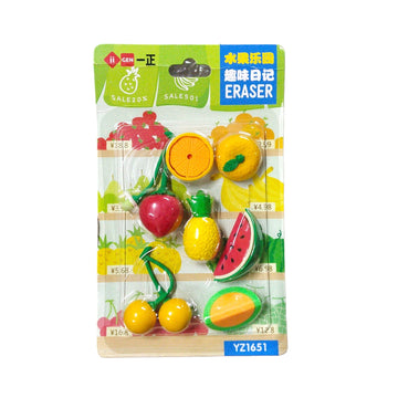 Unique Dinosaur & Fruits Eraser Pack For Kids (Pack Of 7 Eraser)
