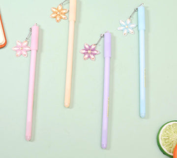 Pastel Korean Black Gel Pen with Quirky sakura Miniature - Add Sparkle to Your Writing (Contain 1 Unit)