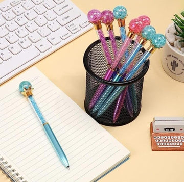 Pastel sparkle globe Blue ball pen - Add Sparkle to Your Writing (Contain 1 Unit)