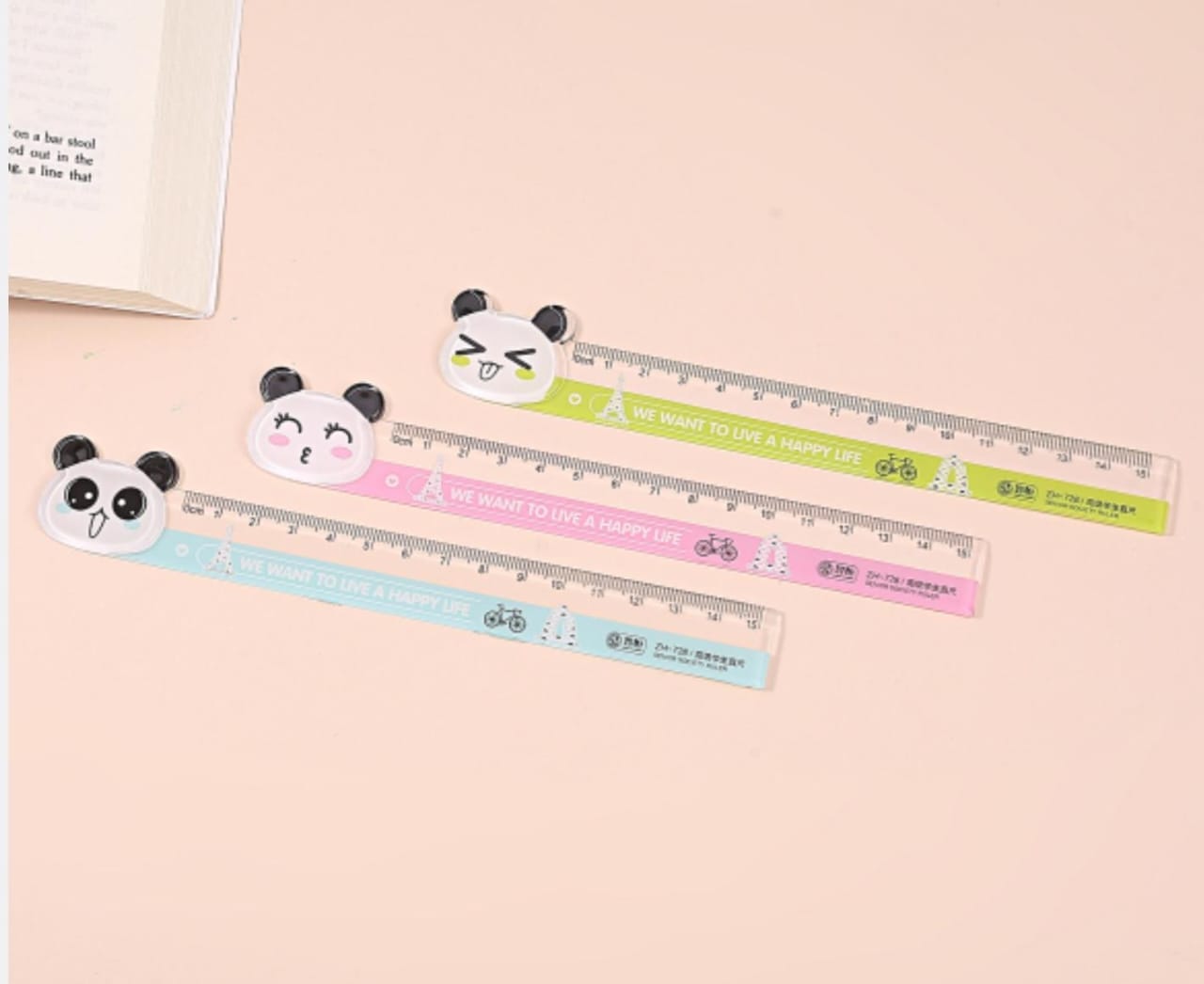 Sun international School Project Cute Panda Straight Ruler Bookmarks Painting - 15cm Scale Ruler & Bookmark
