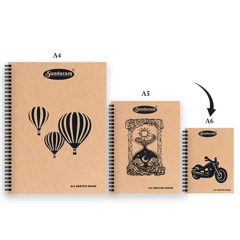 Sundaram Sketching Material Sundaram A6 Sketch Book - Spiral Bound, 100 Pages, Plain