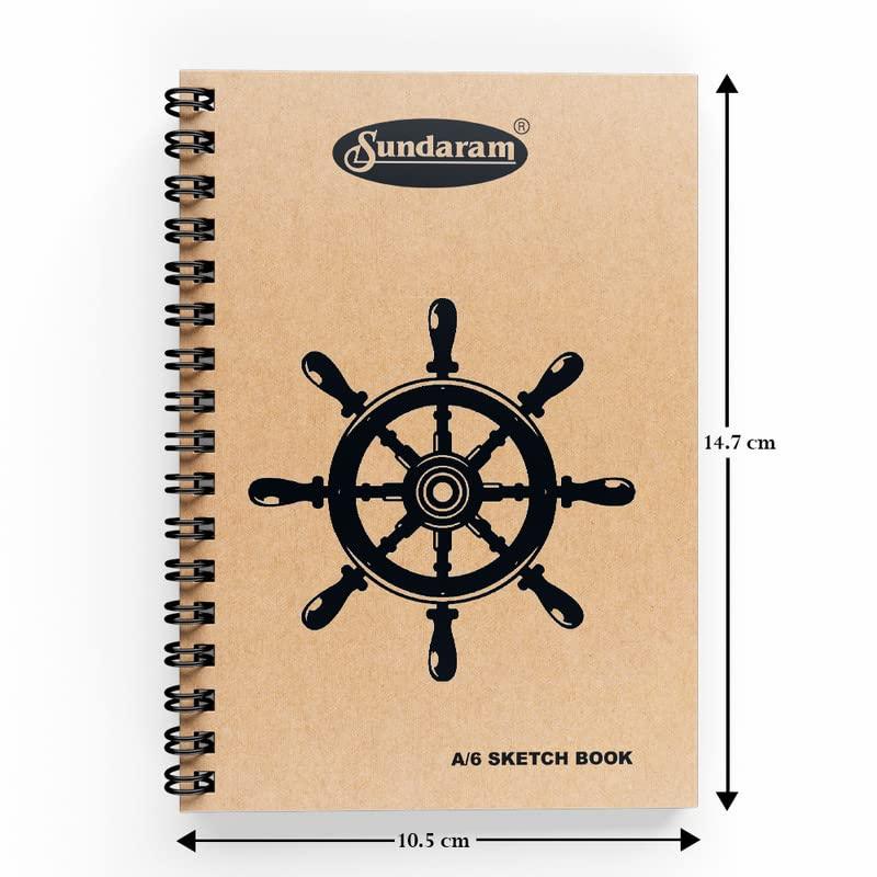 Sundaram Sketching Material Sundaram A6 Sketch Book - Spiral Bound, 100 Pages, Plain