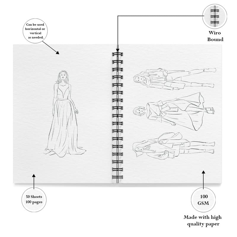 Sundaram Sketching Material Sundaram A6 Sketch Book - Spiral Bound, 100 Pages, Plain