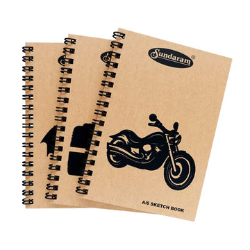 Sundaram A6 Sketch Book - Spiral Bound, 100 Pages, Plain