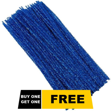 (Buy 1 Get 1 Free) Dark Blue Glitter Pipe Cleaners for Sparkly Crafts (100 Pack)