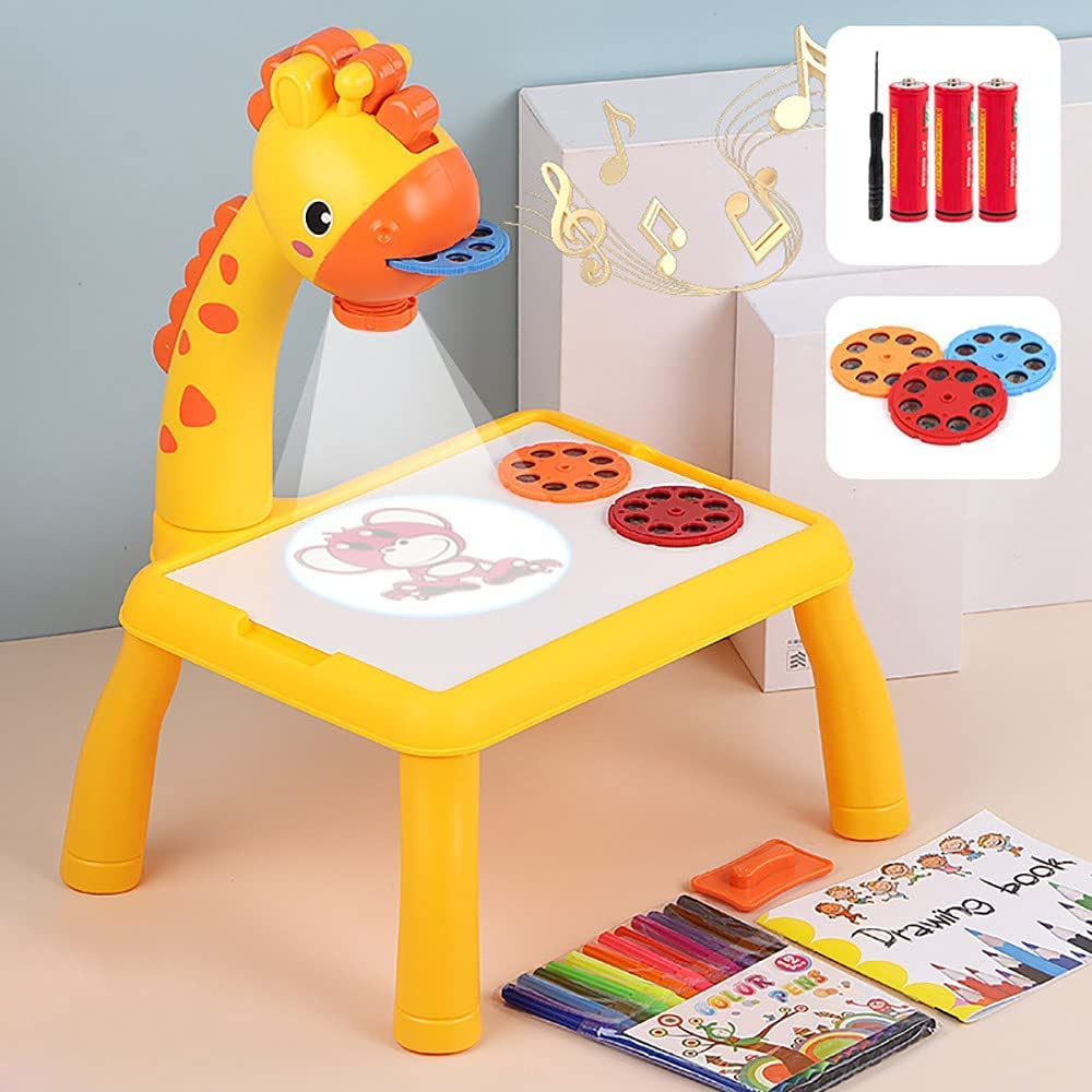 Kids Giraffe Projector Art Table | Light Tracing, Music & Drawing Set