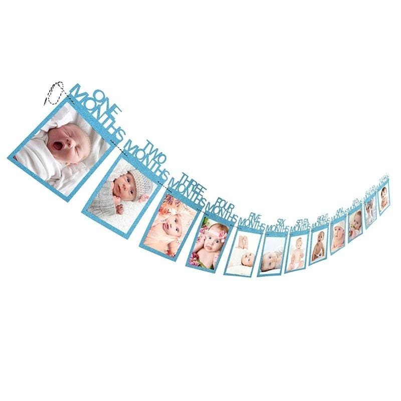 Varsha Toys Decoration Supplies blue Monthly Milestone Photograph Bunting Garland