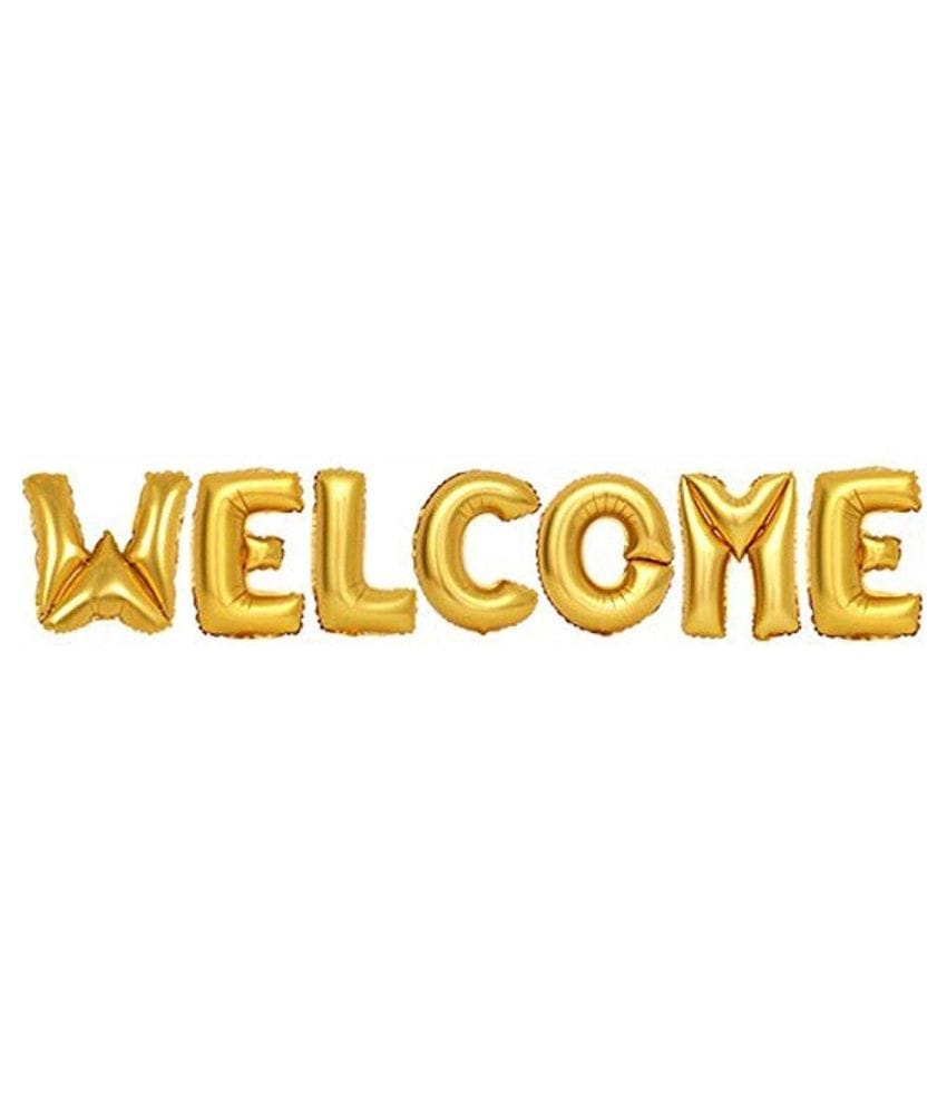 Varsha Toys Golden 'Welcome' Foil Balloons and Paper Banner Set - Pack of 1 for Warm Greetings