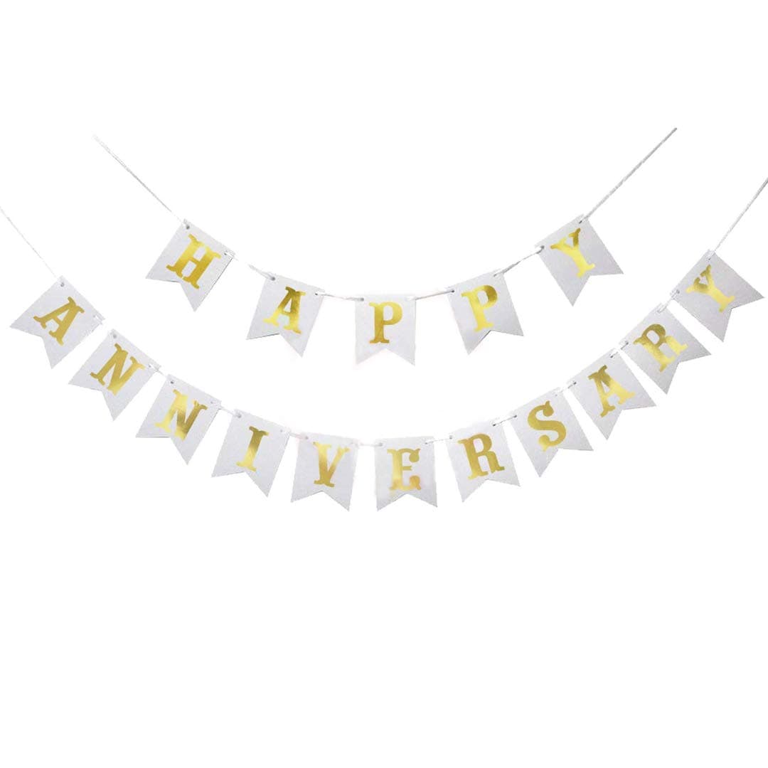 Agarwal Toys Happy Anniversary Cardboard Banner- White