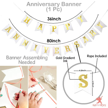 Happy Anniversary Cardboard Banner- White