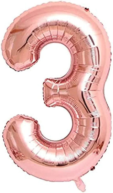Agarwal Toys Numerical Foil Balloon - 3 rose gold big size- 32 inch