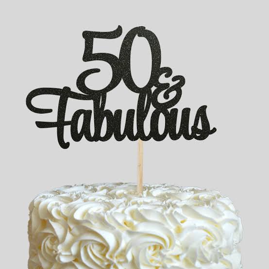 Arbuda Bhayandar Cake Topper- 50 And Fabulous! (Golden)