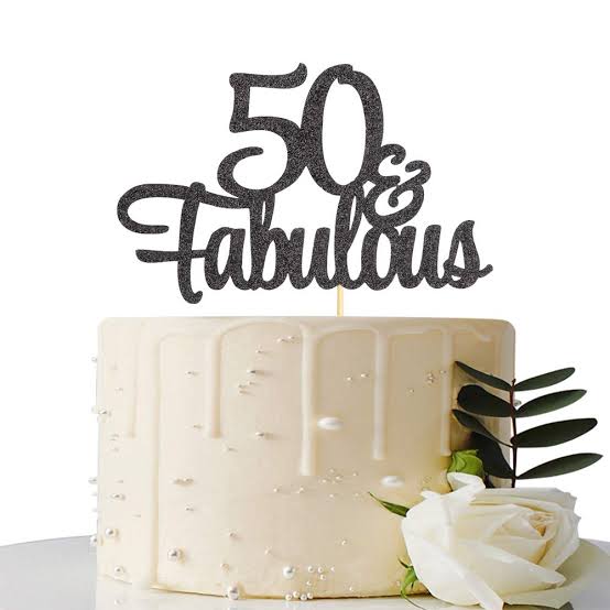 Arbuda Bhayandar Cake Topper- 50 And Fabulous! (Golden)