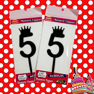 Add a Touch of Elegance and Charm to Your Birthday Cake with a Black Number 5 Cake Topper (Contain 1 Unit)