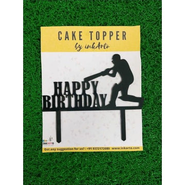 Happy Birthday Cake Topper- Cricket