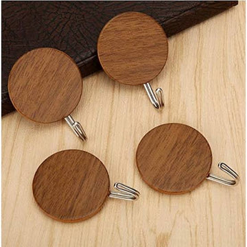 AZADI HOUSEHOUSE- 9867959711 Grain Wooden Circle shape Hanger Hook  (Pack of 4 Hooks) (Buy 1 Get 1 Free )