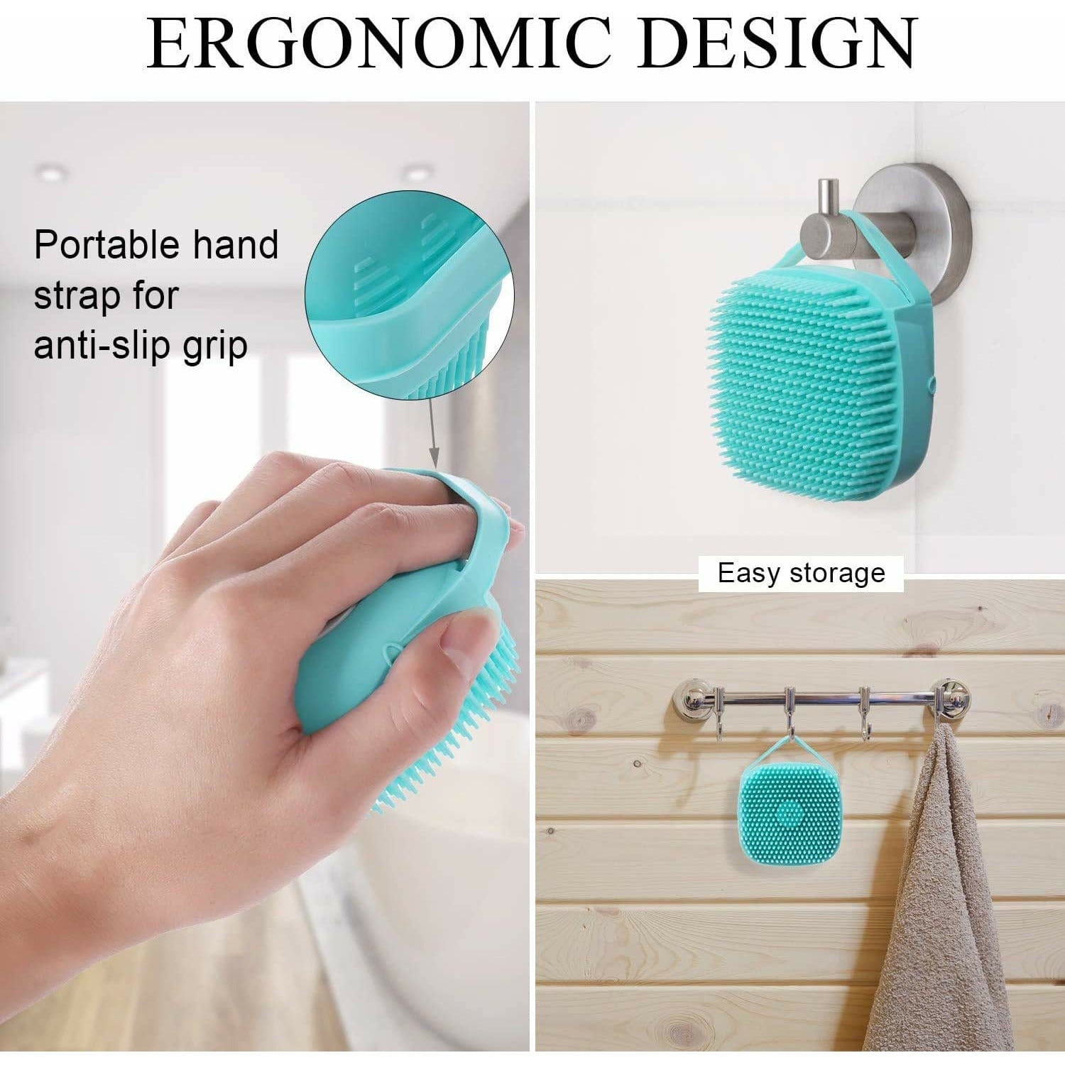AZADI HOUSEHOUSE- 9867959711 Silicone Massage Bath Body Brush Soft Bristle with Shampoo Dispenser (Multicolor)