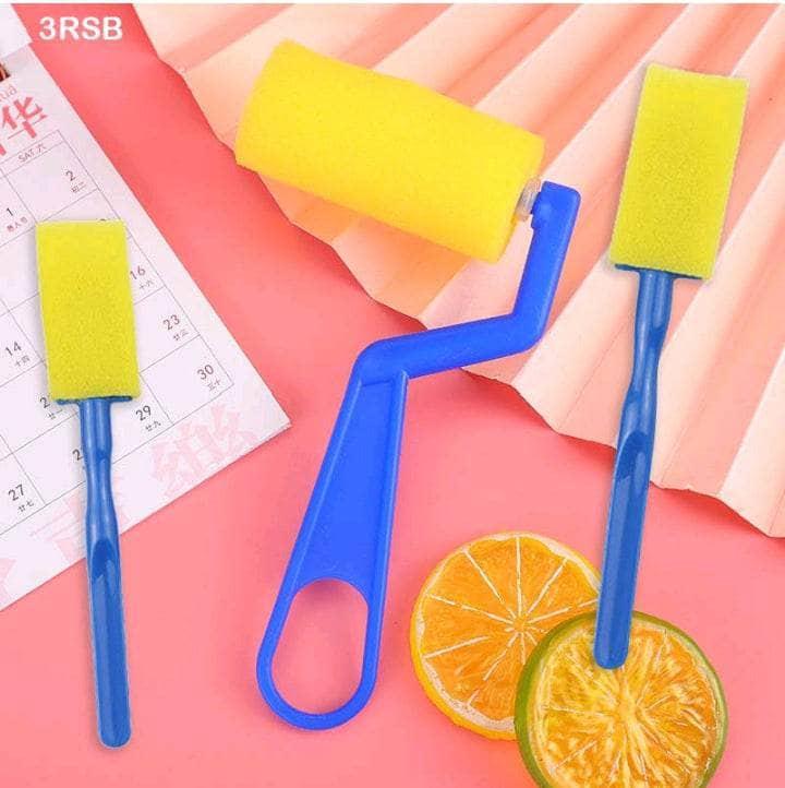Kids' Art Roller Brush Set (1 Roller + 2 Brushes) - Easy Grip