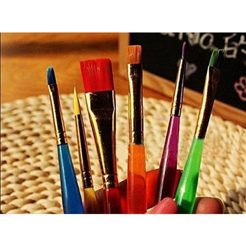 Craftdev Canvas, Sketch books and Everything! Synthetic Flat Paint Brush for Oil, Nail Brush Art, Artist Acrylic Painting-6tp