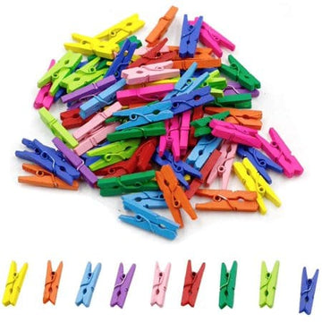 craftdev Decoration Time! 20 Mini Clothespins Wooden Clips, Clothes Pins Colored, Mini Natural Wooden Clothespins Multi-Function Clothespins Photo Paper Peg Pin Craft Clips