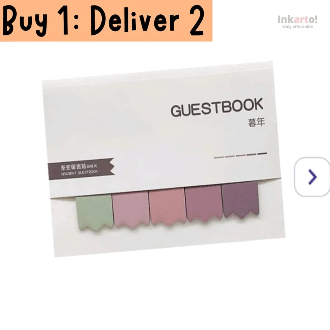 A colorful set of sticky notes, perfect for journalling, bullet journaling, and organization. The notes come in a variety of sizes and colors and feature a strong adhesive backing. They are a stylish and functional addition to any workspace or desk.