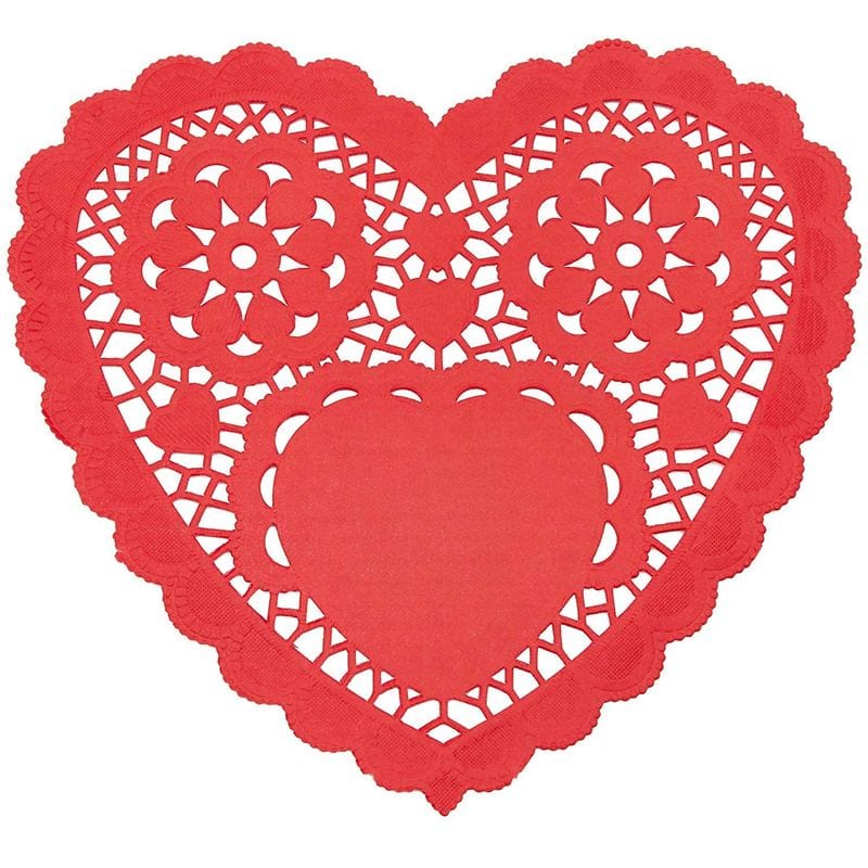 Craftdev Paper Lace Doilies paper red (Pack of 100pcs, 6 inch Each) heart
