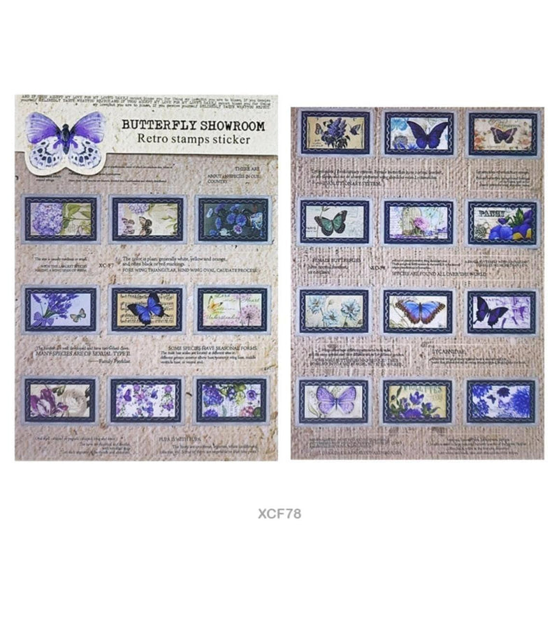 Craftdev sticker Journaling Stamps - Butterfly Retro Sticker 2 SHEETS (Pack of 1)