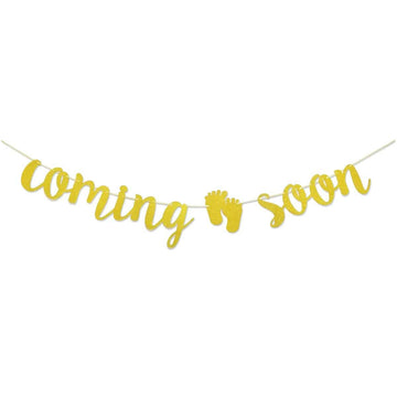 Baby Coming Soon Gold Glitter Banner for Pregnancy Annoucement Baby Shower Supplies Decorations baby girl baby boy