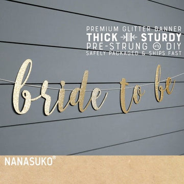 Eva party shop "BRIDE TO BE" Golden Cursive Banner- Premium Quality
