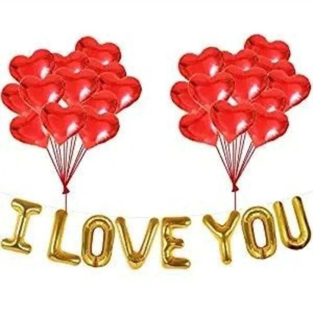 I LOVE YOU Foil Balloon- 16 Inch (Easy to blow) golden Colour