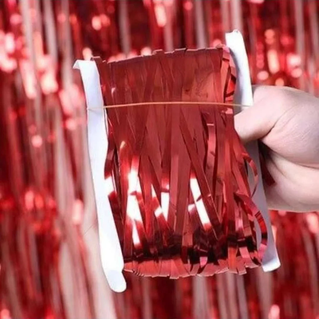 Eva party shop Decoration Supplies Red Metallic Fringe Foil Curtain