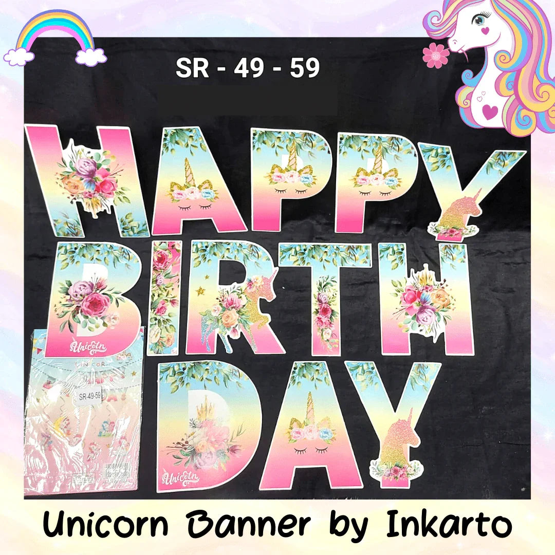 Unicorn Theme birthday banner for unicorn theme part